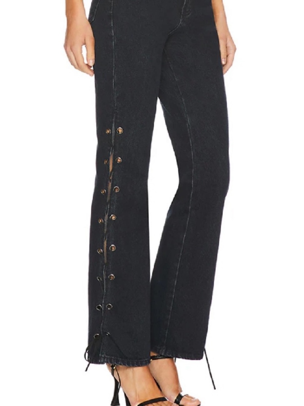 Revolve superdown Jayda lace up Jean in black - Picture 2 of 5